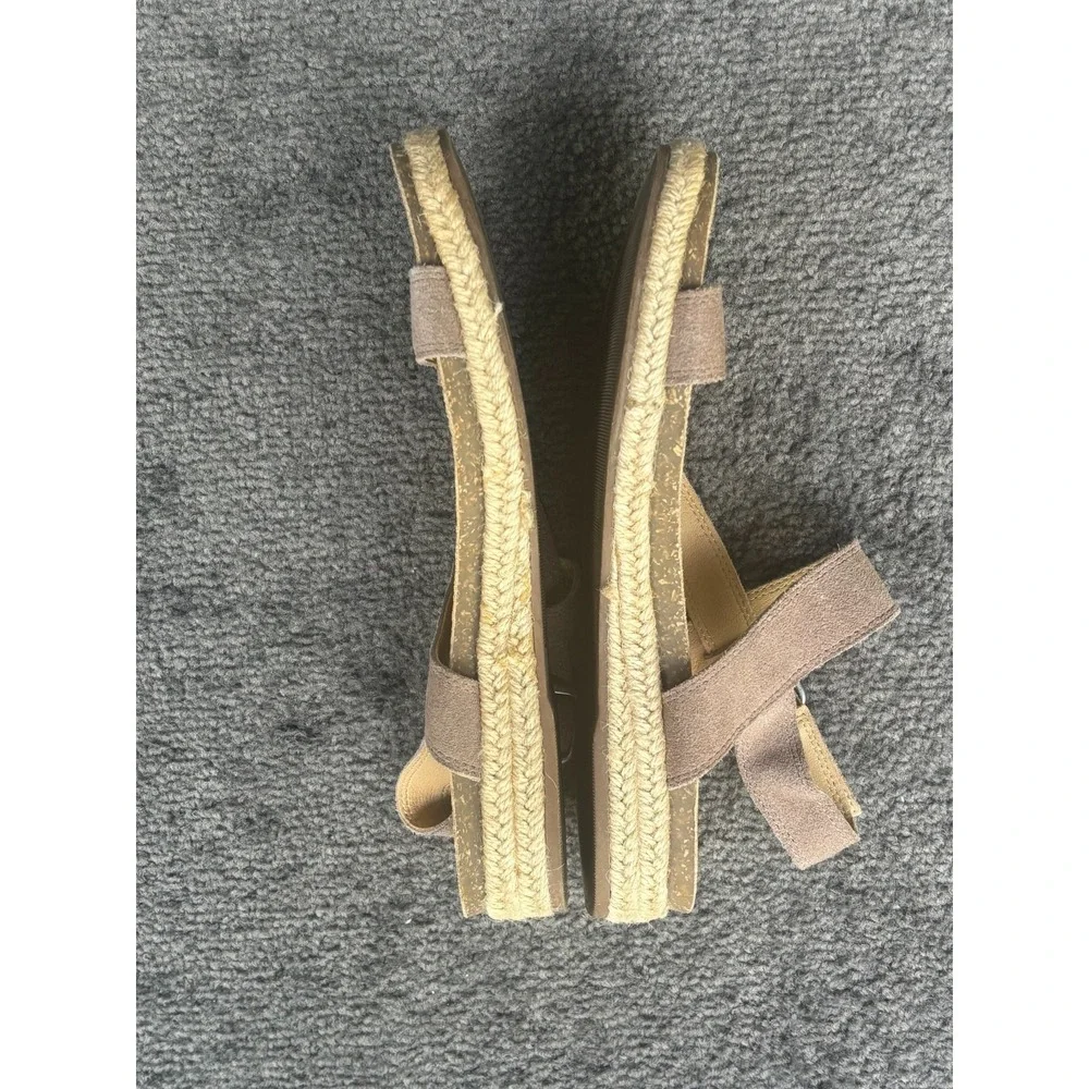Lucky Brand Gadine Women's Espadrille Sandals Size 7 M Tan Suede Leather Comfort